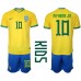 Brasil Neymar Jr #10 Hjemmedraktsett Barn VM 2022 Korte ermer (+ Korte bukser)